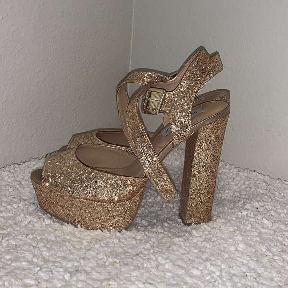 Gold glitter Steve Madden Jillyy platform sandals size 8.5 - Picture 2 of 10